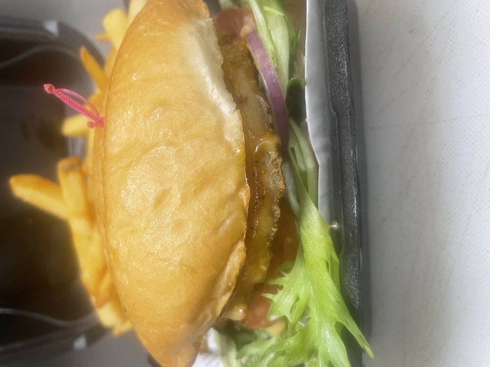 Flaming Chk'n Burger